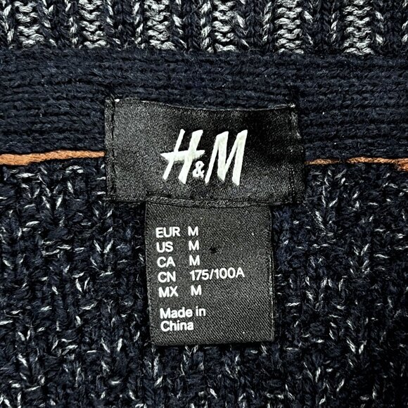 H&M Pullover Button-Down Turtleneck Chunky Sweater Dark Gray-Navy Size M - NWOT - Picture 8 of 9